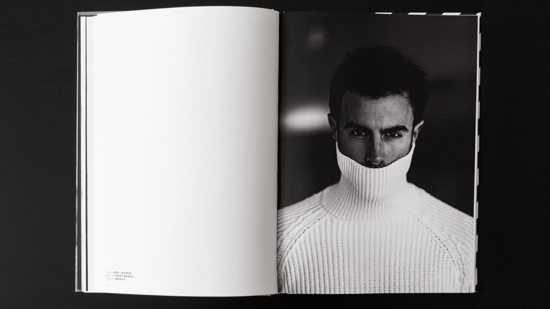 Monochrome excerpt showing male portrait photography